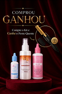 Cola DS Hair Glue Rosinha 60ml + Removedor 100ml + Limpa Lace 30ml (COMPRE E GANHE 1 PENTE QUENTE)