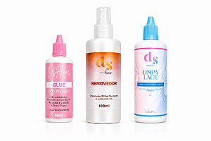 Cola DS Hair Glue Rosinha 60ml + Removedor 100ml + Limpa Lace 100ml(COMPRE E GANHE 1 PENTE QUENTE)
