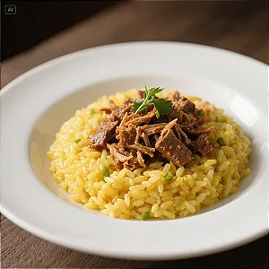 Risoto Integral de Açafrão e Ragu de Carne (397 Calorias, 46g de Proteínas, 300g) EDIÇÃO LIMITADA