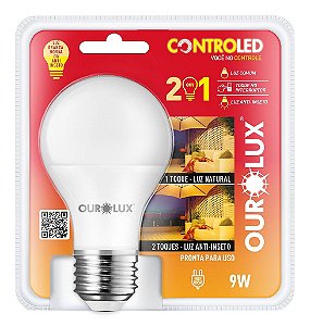 Lâmpada Inteligente Controled 9W 2 em 1 Anti-Inseto - Luz Morna bivolt.