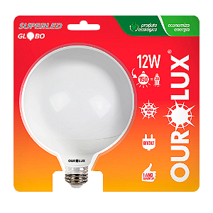 Lâmpada Superled Globo 12W Bivolt 6500K.