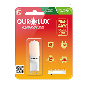 Lâmpada Superled G9 2,5W 127V 2700K fosca 300°.