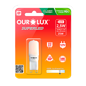 Lâmpada Superled G9 2,5W 127V 6500K fosca 300°.