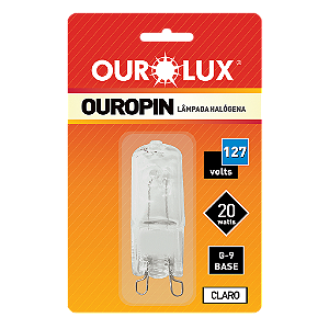 Lâmpada Halógena Ouropin G9 20W 127V Clara.