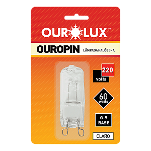 Lâmpada Halógena Ouropin G9 60W 220V Clara.