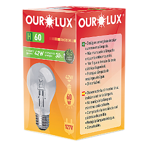 Lâmpada Eco Halógena Clara H60 42W 127V IP65.