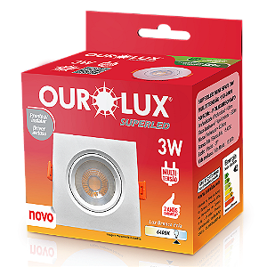 Superled Mini Spot 3W 6400K quadrado bivolt.