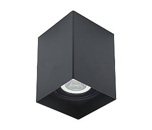 Spot de sobrepor quadrado facho direcionável PAR20 15X11X11cm policarbonato preto.