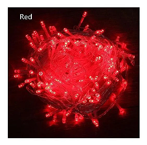 Pisca de Natal 100 Leds Vermelho 8 Funções 10 Metros fio transparente 127V.