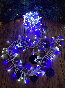 Pisca Festão 400 LEDS bolinha branco e azul bivolt 3 metros IP65 com memória.