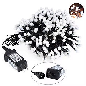 Pisca 400 LEDS bolinha Branco Quente 9 funções bivolt 12 metros IP65 com memória.