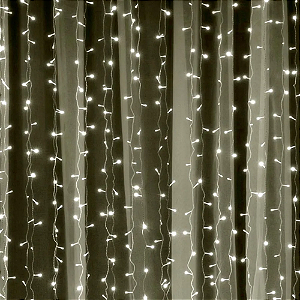 Cortina com 320 LEDs Branco Quente 3mx2m Multi Funcional 127V.