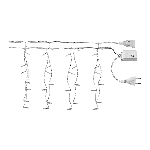 Cascata com 400 LEDs Branco Quente 8 funções tomada macho e fêmea 10 metros 127V.