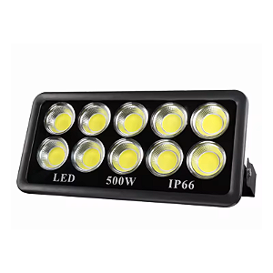 Refletor holofote LED Ultra COB preto 500w 6500K branco frio IP66.