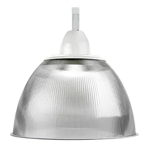 Luminária prismática 22 polegadas canopla branca e gancho para perfilado E-40.