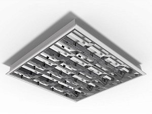 Luminária de embutir alto rendimento com aletas parabólicas duplas para 4 lâmpadas T5 14/24W 60cm.