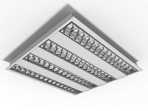 Luminária de embutir alto rendimento com aletas parabólicas duplas para 4 lâmpadas 18/20W 120cm.