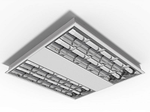 Luminária de embutir alto rendimento com aletas parabólicas duplas para 4 lâmpadas 9/10W 60cm.