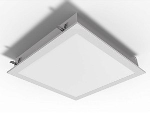 Luminária decorativa de embutir 38cm x 38cm com difusor em acrílico leitoso para 4 lâmpadas E27.