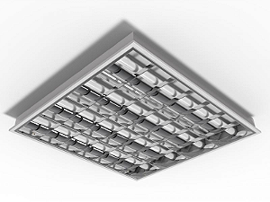Luminária de embutir alto rendimento com aletas parabólicas duplas para 4 lâmpadas 9/10W 60cm.