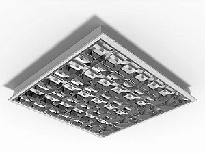Luminária de embutir alto rendimento com aletas parabólicas duplas para 4 lâmpadas T5 14/24W 60cm.