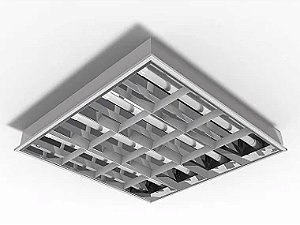 Luminária de embutir alto rendimento com aletas planas brancas para 4 lâmpadas 18/20W 120cm.