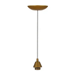 Pendente dourado 1,00m com soquete E-27 rosca longa completo para 1 lâmpada.