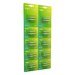 Pilha alcalina Elgin blister palito AAA com 20 unidades.