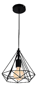 Luminária Pendente De Teto Tetra Preto 37,5cm 1 Luz E27 Cor Preto.