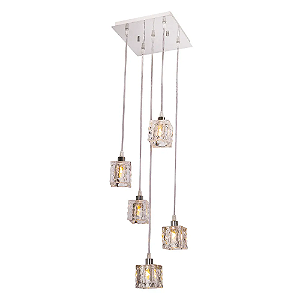 Pendente Frost transparente 5 Luzes G9 231X231MM.