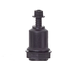 Soquete coluna com niple e porca para Abajur e Camarin plástico preto E27.