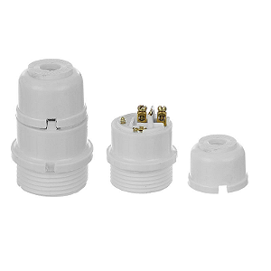 Soquete coluna desmontável para Abajur E27 Bivolt plástico branco.