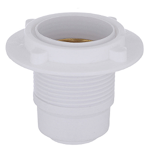 Soquete rosca longa E27 bivolt branco para pendente.