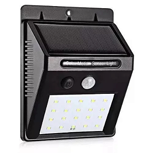 Luminária Solar LED Com Sensor de Presença 20 LEDs IP66.