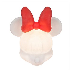 Luminária Minnie 25,5x32,5x19,5cm Polietileno Branco e Vermelho.