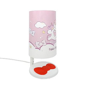 Abajur Pop Hello Kitty Unicórnio 29,5x14,5x15,5cm Polietileno Rosa e Branco.