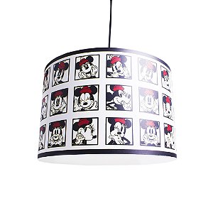 Pendente POP MInnie Ø30x20cm Polietileno Branco, Preto e Vermelho.