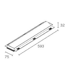 Luminária de Embutir linear LED Wamba Retangular 5000K 17,9W Bivolt 59,3x7,5x3,2cm Corpo Branco Fosco e Refletor Anodizado Acetinado.