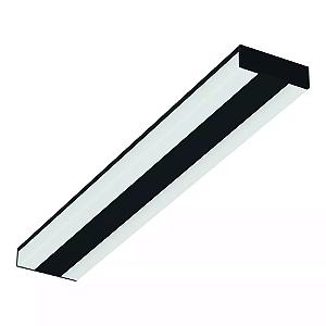 Plafon de Sobrepor LED Kiini Retangular 5000K 37,4W Bivolt 56,5x9x2,8cm Alumínio Preto Acetinado e Acrílico Branco Fosco.