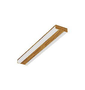 Plafon de Sobrepor LED Kiini Retangular 5000K 73W Bivolt 111,8x9x2,8cm Alumínio Amadeirado Mitri e Acrílico Branco Fosco.