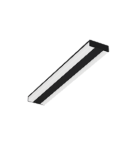 Plafon de Sobrepor LED Kiini Retangular 3000K 73W Bivolt 111,8x9x2,8cm Alumínio Preto Acetinado e Acrílico Branco Fosco.