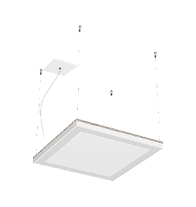 Luminária pendente LED Nichia integrado com efeito moldura de luz 5000K 58,1W Bivolt 47,3x47,3x3,6cm Alumínio Branco Fosco.
