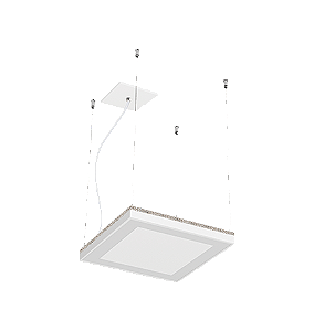 Luminária pendente LED Nichia integrado com efeito moldura de luz 4000K 36,7W Bivolt 32,8x32,8x3,6cm Alumínio Branco Fosco.