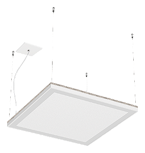 Luminária pendente LED Nichia integrado com efeito moldura de luz 4000K 73W Bivolt 59,8x59,8x3,6cm Alumínio Branco Fosco.