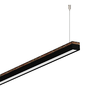Luminária pendente linear com LED Nichia integrado 5000K 36,1W Bivolt 112,1x4x3,6cm Alumínio Preto Acetinado.