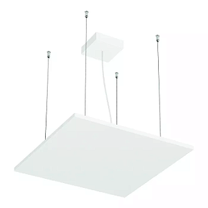 Pendente LED Eneza Quadrado Luz Indireta 2700K 37,2W Bivolt 50x50cm Alumínio Branco Fosco.