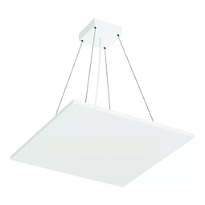 Pendente LED Eneza Quadrado Luz Indireta 4000K 37,2W Bivolt 50x50cm Alumínio Branco Fosco.