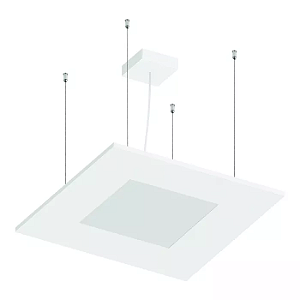 Pendente LED Eneza Quadrado Luz Indireta 3000K 58,8W Bivolt 60x60cm Alumínio Branco Fosco.