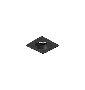 Luminária de Embutir Quadrada Face Plana 7,3x7,3x7,4cm facho orientável 1x Mini dicróica LED base GU10 Alumínio Preto fosco.