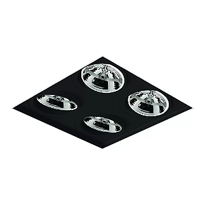 Spot de Embutir Sura No Frame Quadrado AR111 32,8x32,8x10,5cm Alumínio Preto Fosco.